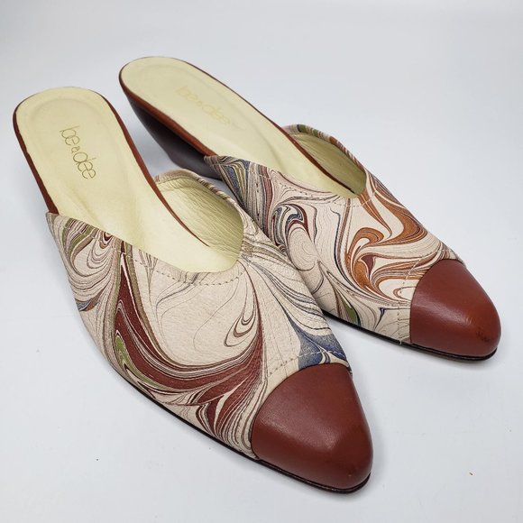 Be & Dee Retro Swirl Pattern Pointy Mule Heels 8.5 - Picture 1 of 10